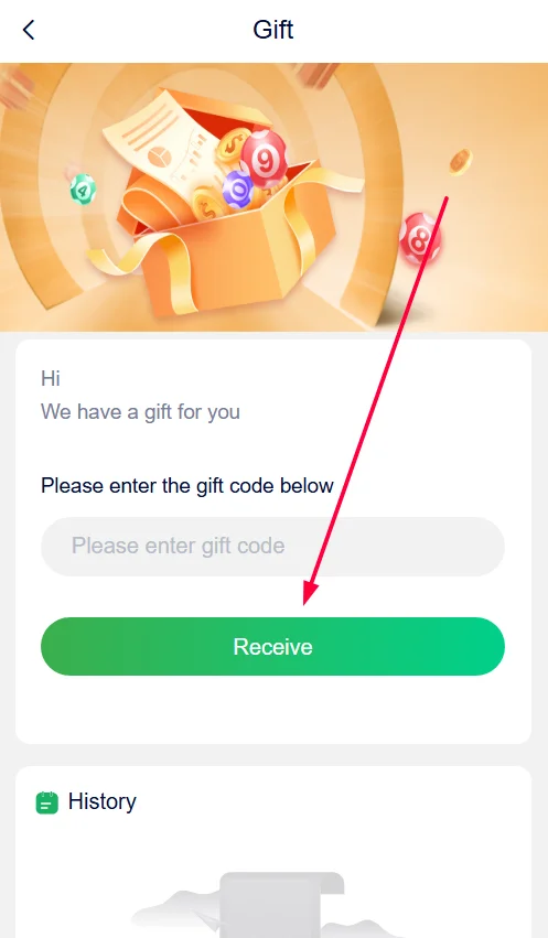 Click the receive button